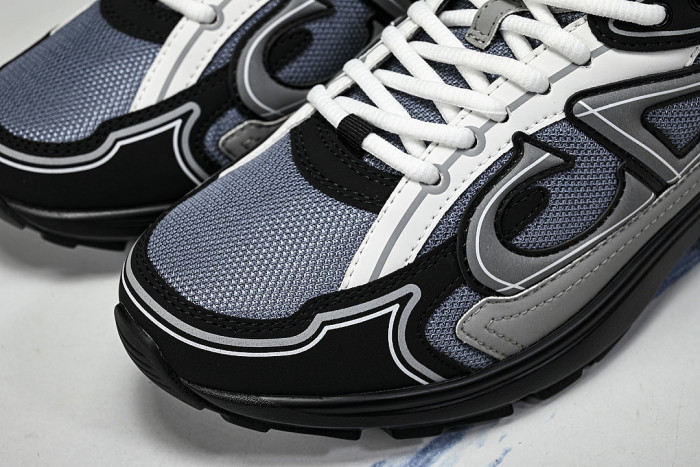 LEATHER MESH SPORTS CASUAL SHOES GREY/BLUE/BLACK 