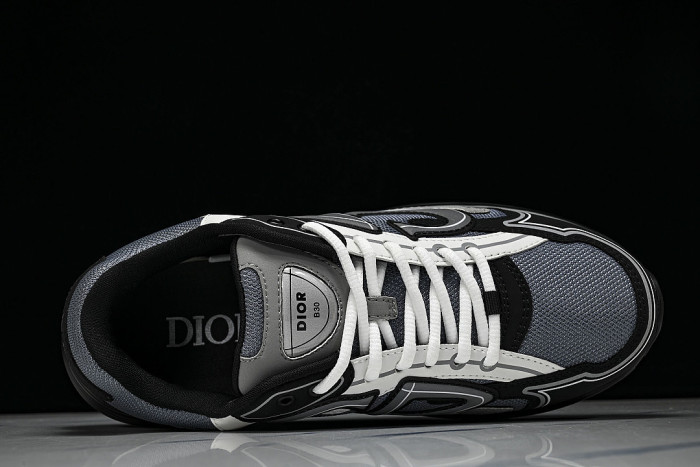LEATHER MESH SPORTS CASUAL SHOES GREY/BLUE/BLACK 