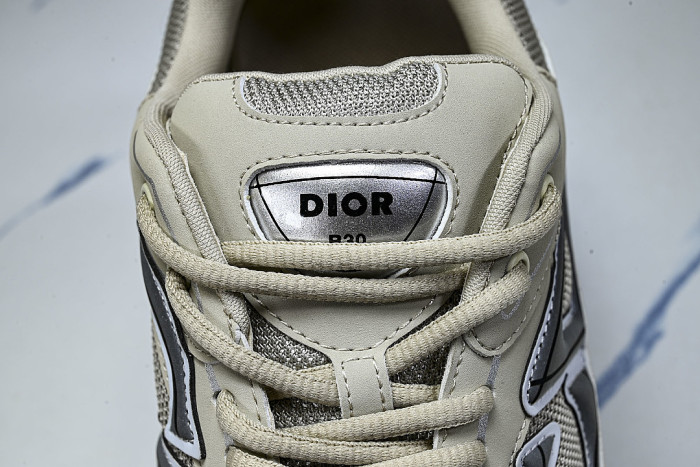 LEATHER MESH SPORTS CASUAL SHOES BEIGE/GREY/BROWN