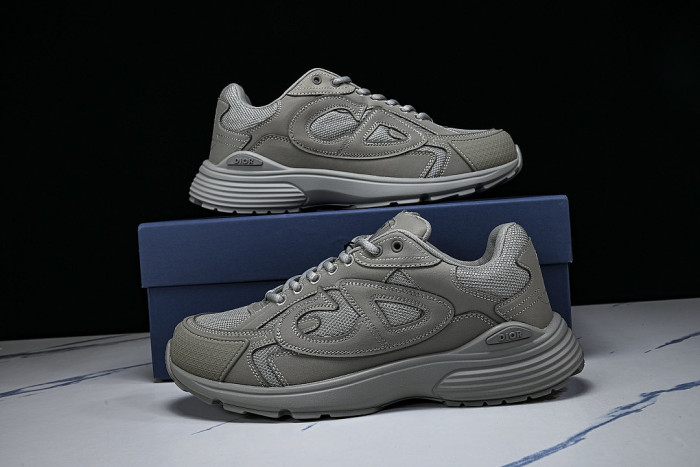 LEATHER MESH SPORTS CASUAL SHOES GREY/GREY/GREY