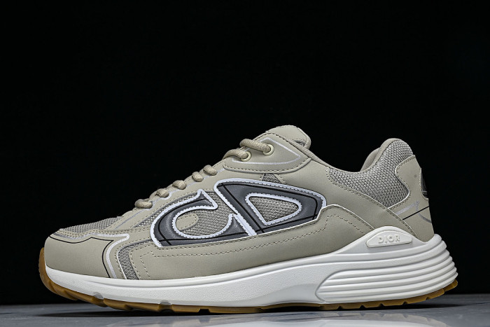 LEATHER MESH SPORTS CASUAL SHOES BEIGE/GREY/BROWN