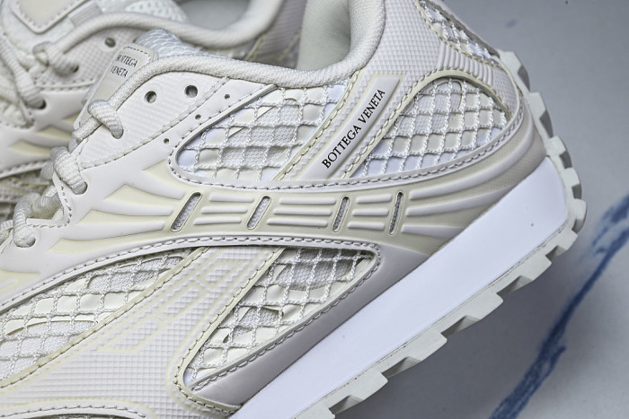 THICK-SOLED BREATHABLE MESH CASUAL SPORTS SHOES BEIGE/WHITE