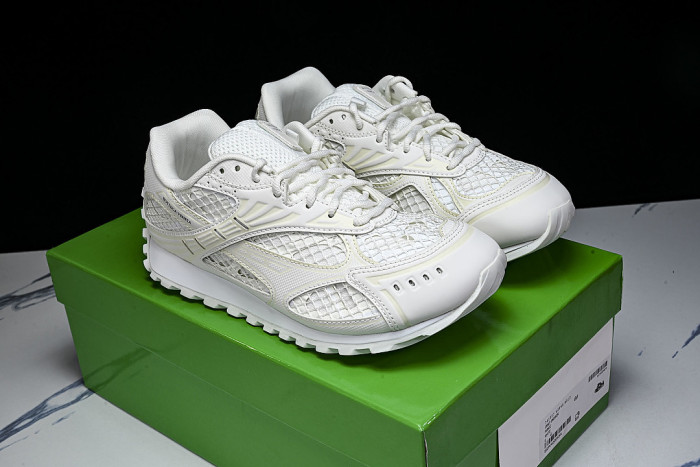 THICK-SOLED BREATHABLE MESH CASUAL SPORTS SHOES BEIGE/WHITE