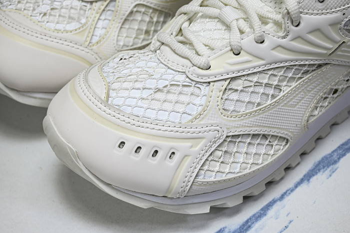 THICK-SOLED BREATHABLE MESH CASUAL SPORTS SHOES BEIGE/WHITE