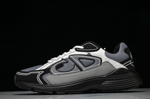 LEATHER MESH SPORTS CASUAL SHOES GREY/BLUE/BLACK 