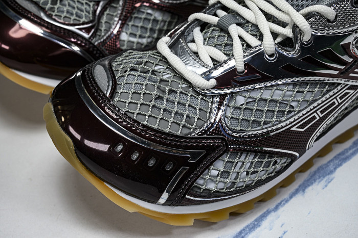 THICK-SOLED BREATHABLE MESH CASUAL SPORTS SHOES GREY/WINE RED