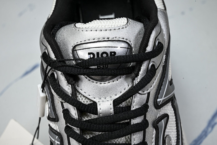 LEATHER MESH SPORTS CASUAL SHOES SILVER/WHITE/BLACK