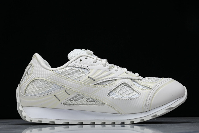 THICK-SOLED BREATHABLE MESH CASUAL SPORTS SHOES BEIGE/WHITE