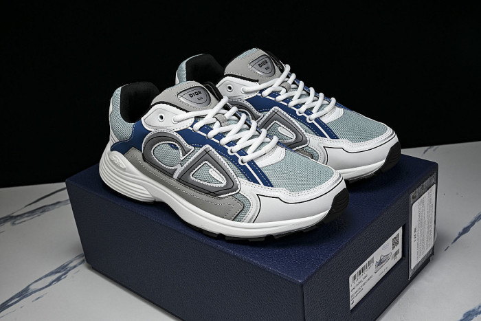 LEATHER MESH SPORTS CASUAL SHOES BLUE/GREY/WHITE/BLACK