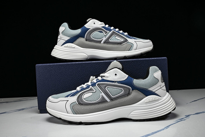 LEATHER MESH SPORTS CASUAL SHOES BLUE/GREY/WHITE/BLACK