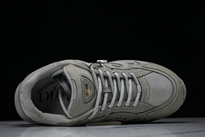 LEATHER MESH SPORTS CASUAL SHOES GREY/GREY/GREY
