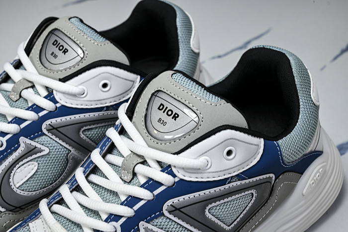 LEATHER MESH SPORTS CASUAL SHOES BLUE/GREY/WHITE/BLACK
