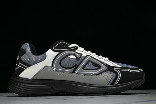 LEATHER MESH SPORTS CASUAL SHOES GREY/BLUE/BLACK 