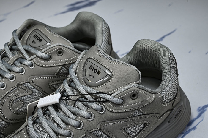 LEATHER MESH SPORTS CASUAL SHOES GREY/GREY/GREY