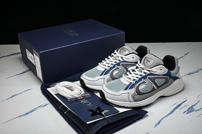 LEATHER MESH SPORTS CASUAL SHOES BLUE/GREY/WHITE/BLACK
