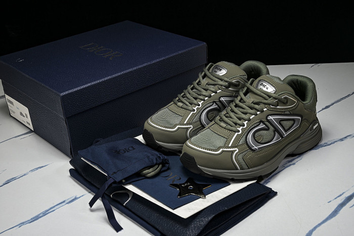 LEATHER MESH SPORTS CASUAL SHOES GREEN/GREEN/GREEN