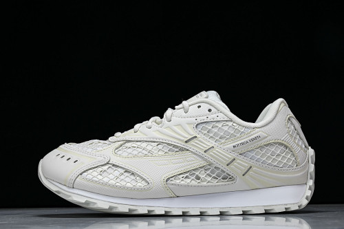 THICK-SOLED BREATHABLE MESH CASUAL SPORTS SHOES BEIGE/WHITE