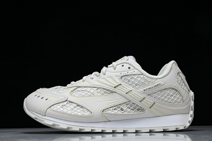 THICK-SOLED BREATHABLE MESH CASUAL SPORTS SHOES BEIGE/WHITE