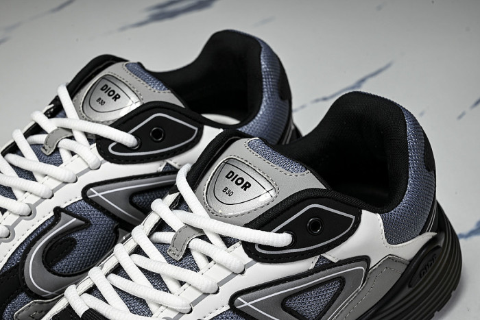 LEATHER MESH SPORTS CASUAL SHOES GREY/BLUE/BLACK 