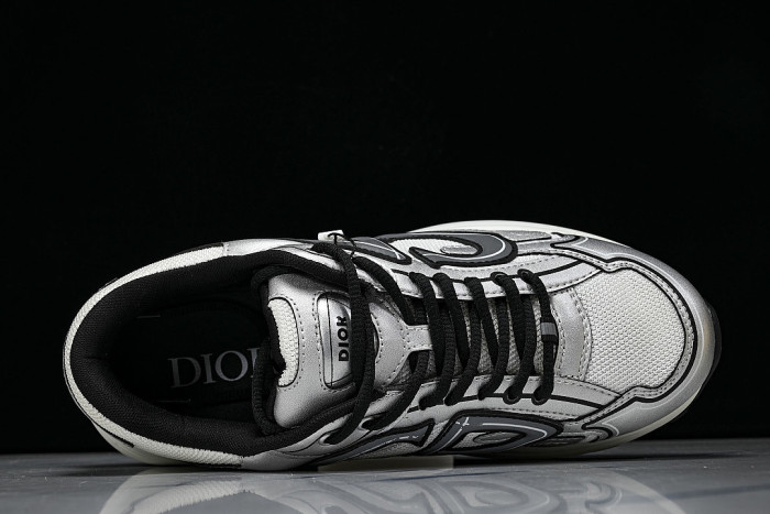 LEATHER MESH SPORTS CASUAL SHOES SILVER/WHITE/BLACK