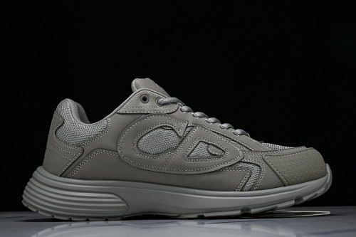 LEATHER MESH SPORTS CASUAL SHOES GREY/GREY/GREY