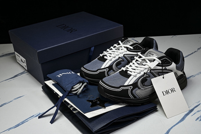 LEATHER MESH SPORTS CASUAL SHOES GREY/BLUE/BLACK 