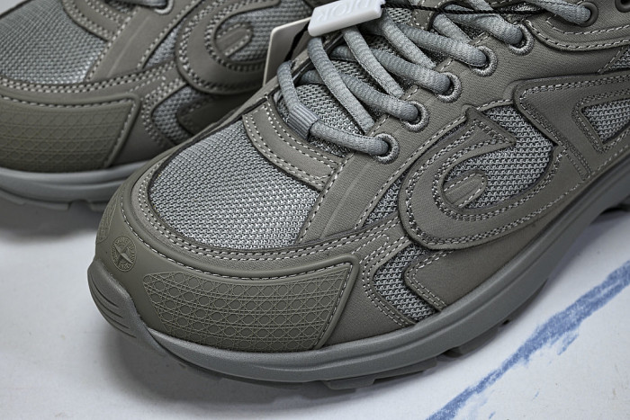 LEATHER MESH SPORTS CASUAL SHOES GREY/GREY/GREY