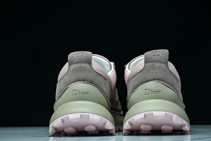 NUBUCK COWHIDE SPORTS SHOES PINK/GREY/GREEN