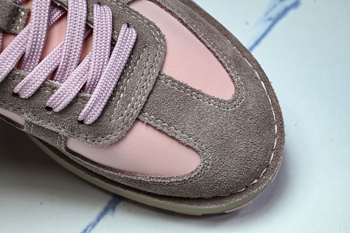 NUBUCK COWHIDE SPORTS SHOES PINK/GREY/GREEN