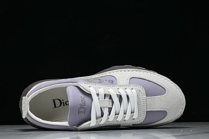 NUBUCK COWHIDE SPORTS SHOES WHITE/PURPLE/BROWN