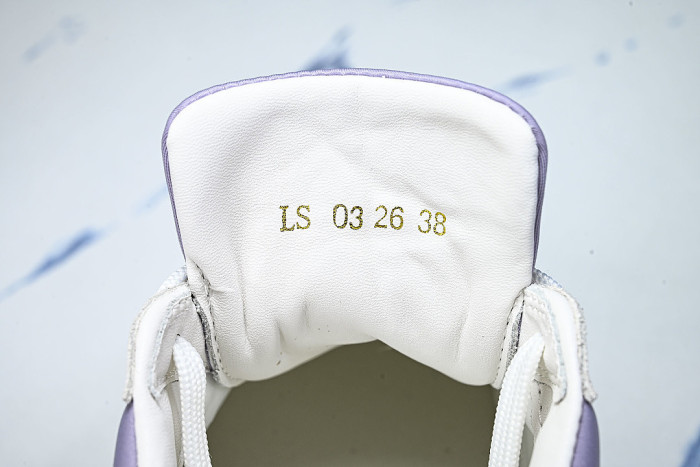 NUBUCK COWHIDE SPORTS SHOES WHITE/PURPLE/BROWN
