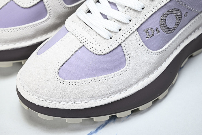 NUBUCK COWHIDE SPORTS SHOES WHITE/PURPLE/BROWN