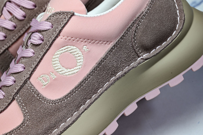 NUBUCK COWHIDE SPORTS SHOES PINK/GREY/GREEN