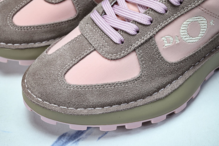 NUBUCK COWHIDE SPORTS SHOES PINK/GREY/GREEN