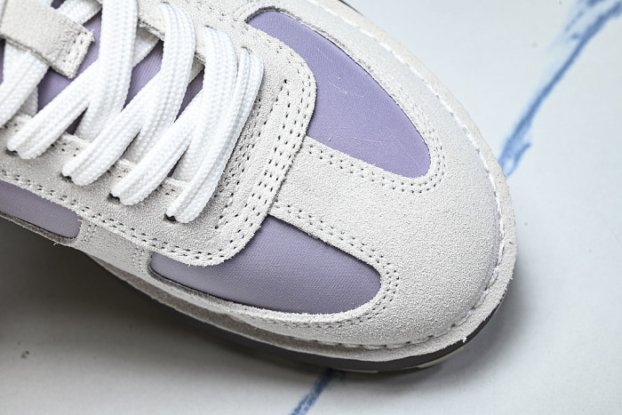 NUBUCK COWHIDE SPORTS SHOES WHITE/PURPLE/BROWN