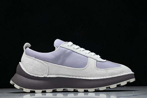 NUBUCK COWHIDE SPORTS SHOES WHITE/PURPLE/BROWN