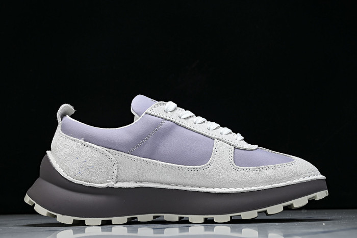 NUBUCK COWHIDE SPORTS SHOES WHITE/PURPLE/BROWN
