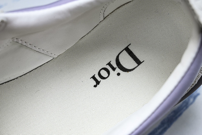 NUBUCK COWHIDE SPORTS SHOES WHITE/PURPLE/BROWN