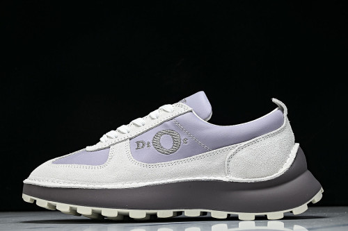 NUBUCK COWHIDE SPORTS SHOES WHITE/PURPLE/BROWN