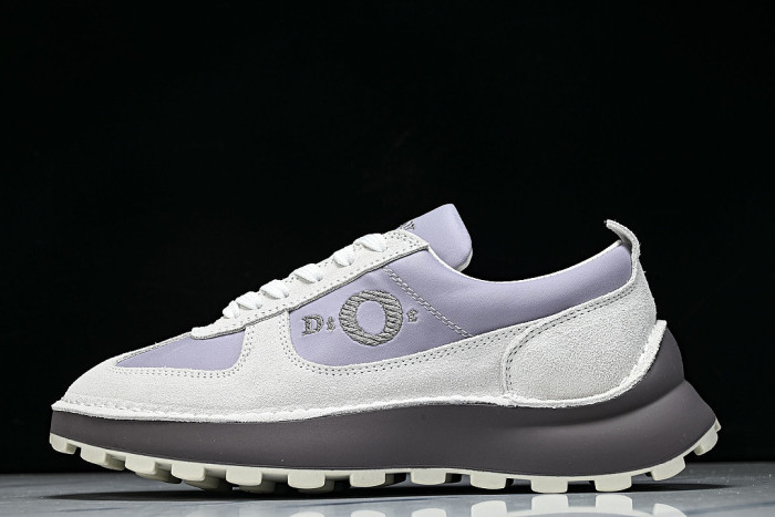 NUBUCK COWHIDE SPORTS SHOES WHITE/PURPLE/BROWN