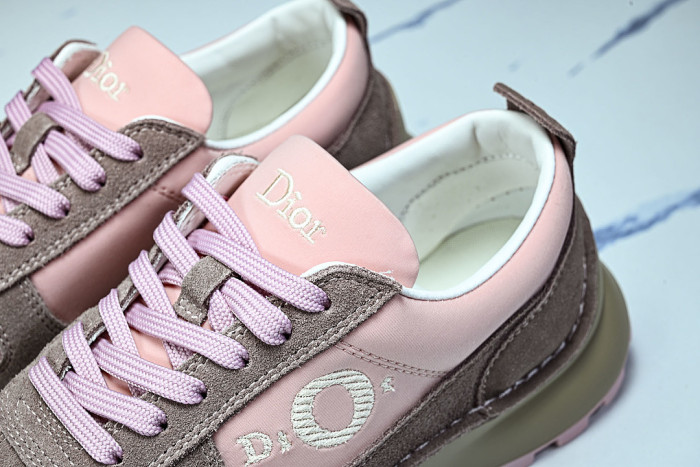NUBUCK COWHIDE SPORTS SHOES PINK/GREY/GREEN