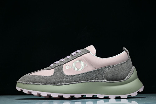 NUBUCK COWHIDE SPORTS SHOES PINK/GREY/GREEN
