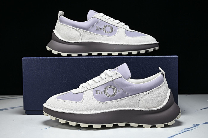 NUBUCK COWHIDE SPORTS SHOES WHITE/PURPLE/BROWN