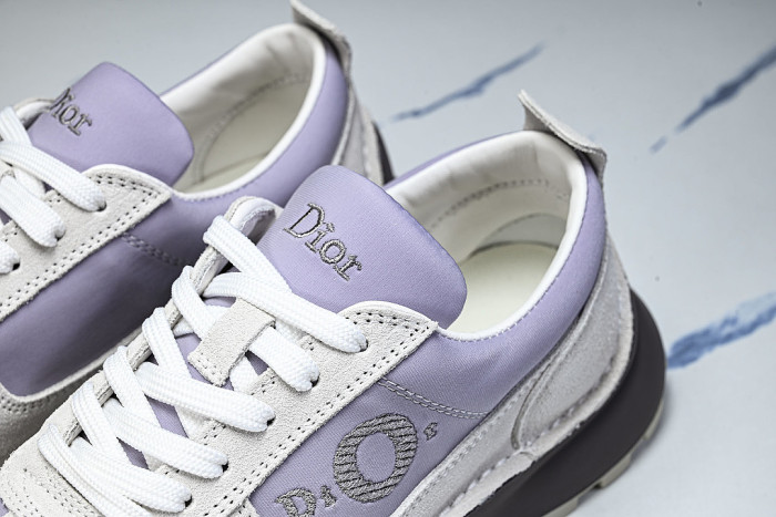 NUBUCK COWHIDE SPORTS SHOES WHITE/PURPLE/BROWN