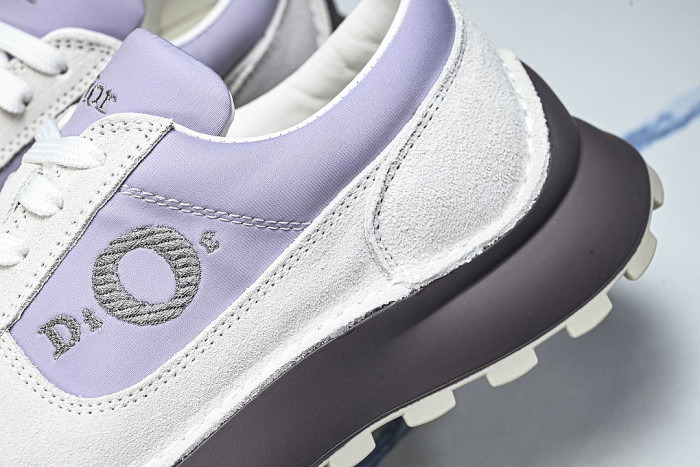 NUBUCK COWHIDE SPORTS SHOES WHITE/PURPLE/BROWN