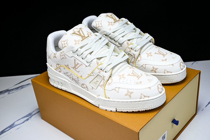 MAN TRAINER LACE UP SPORTS CASUAL SNEAKERS WHITE/PURE WHITE