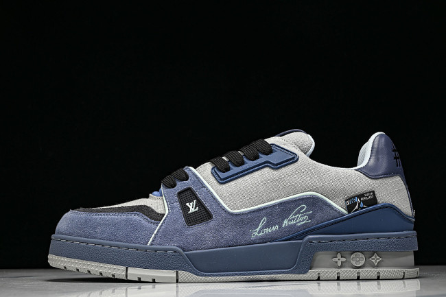 LOW-TOP CASUAL SPORTS SNEAKERS BLUE/GREY/BLACK