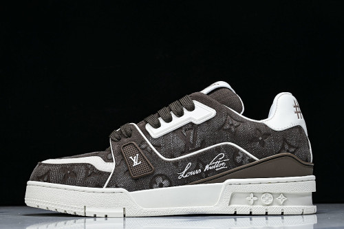 LOW-TOP CASUAL SPORTS SNEAKERS BROWN/WHITE/BROWN