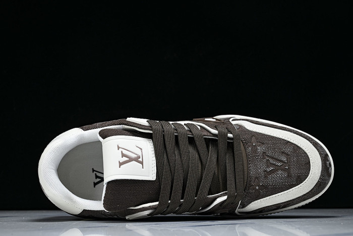 LOW-TOP CASUAL SPORTS SNEAKERS BROWN/WHITE/BROWN