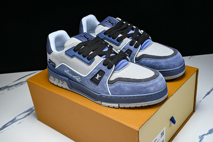 LOW-TOP CASUAL SPORTS SNEAKERS BLUE/GREY/BLACK